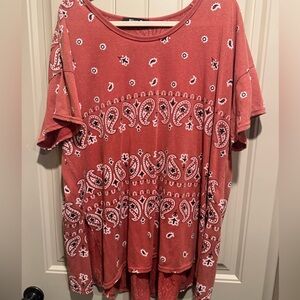 Blue B Paisley / Bandana Print T-Shirt